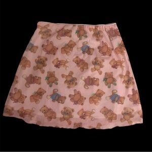 Pink Teddy Bear Print Skirt (unbranded)